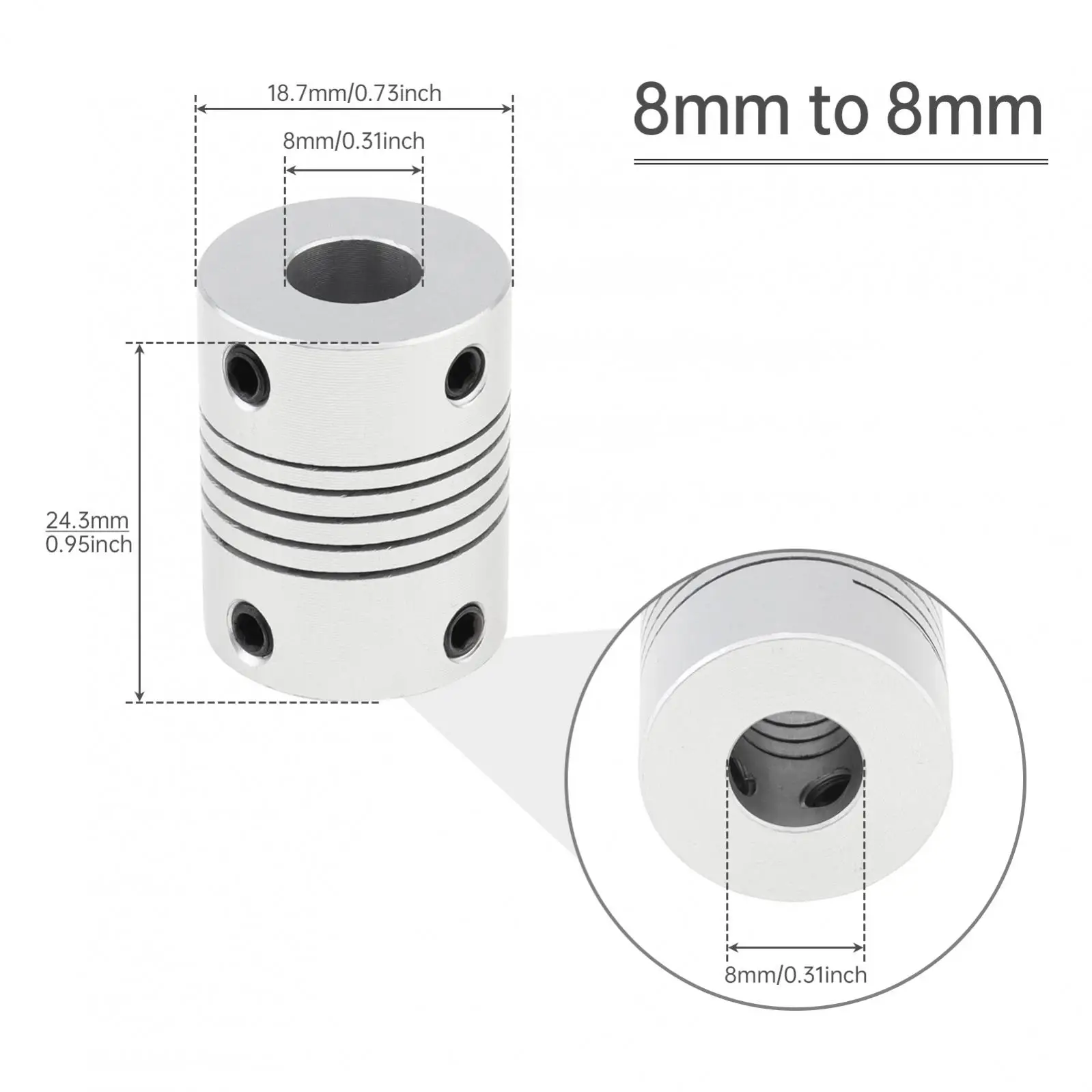 8mm to 3mm-10mm Shaft Coupling Nema 23 Stepper Motor Coupler Aluminum Alloy Joint Connector for DIY Motor, 8mm Shaft Coupling