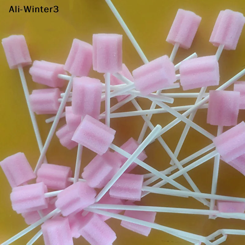

【WN】【】100Pcs 2026 New Disposable Oral Care Sponge Swab Tooth Cleaning Mouth Swabs With Sticks