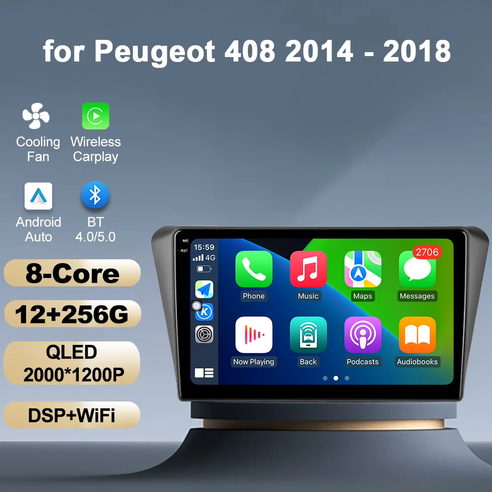 

Car Radio Video Mulltmedia Player for Peugeot 408 2014 - 2018 Navigation GPS Android OS Wireless Carplay DSP Stereo Auto Tools