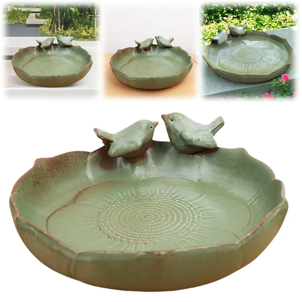 

Ceramic Birdbath Bowl Bird Feeding Bowl Multifunctional Bird Food Container Hummingbird Watering Container for Plant Cultivation