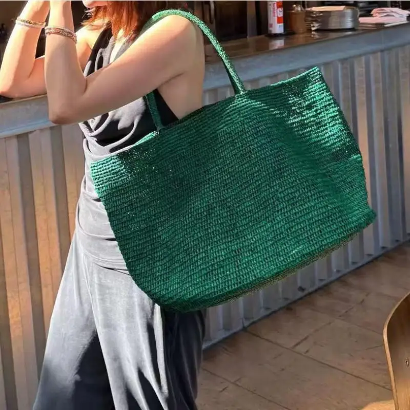 NEW 2026 Large Handwoven Rattan Tote Bag for Women Natural Straw  Purse Luxury Shoulder Bags Handbag Summer