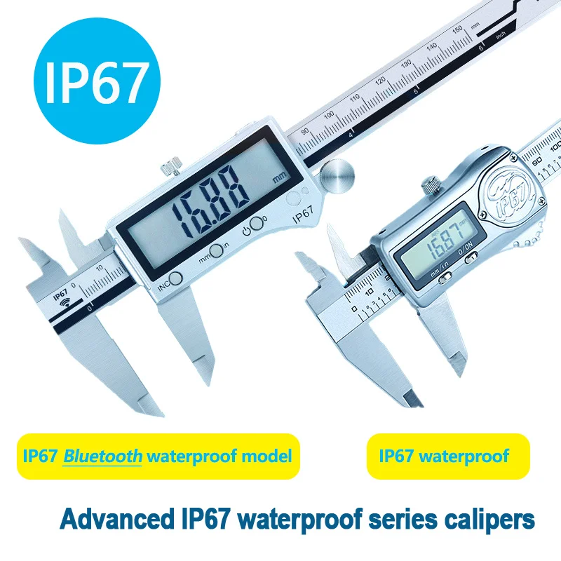 Waterproof/Bluetooth IP67 Vernier Caliper 0-150/200/300mm Stainless Steel Electric Digital Depth Gauge ABS/INC System Measure