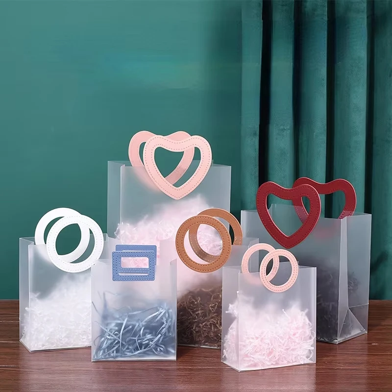 2 قطعة أكياس الهدايا البلاستيكية حقيبة التعبئة مع مقبض اكسسوارات الزفاف مهرجان تذكارية حفلة هدية الحلوى تغليف المجوهرات المنزل
