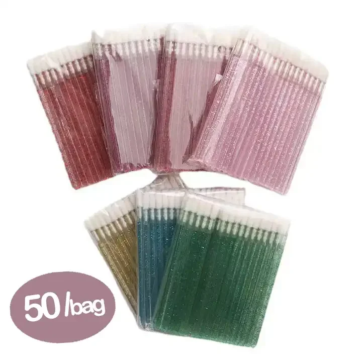 500pcs Disposable Glitter Lip Beauty Brushes Crystal Micro Lip Gloss Applicator Shining Cleaner Makeup Tools