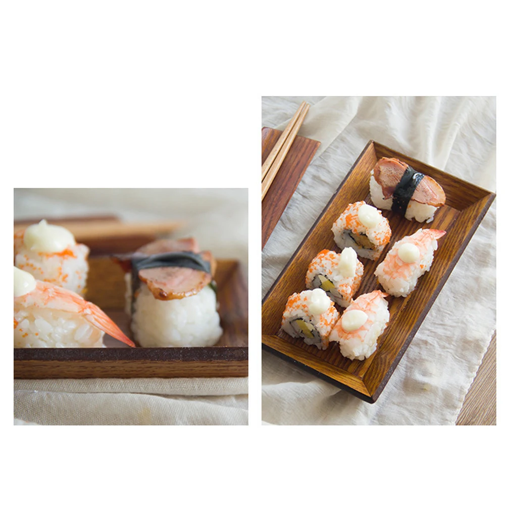

1 Pc Creative Sushi Tray Wood Snack Dish Tray Dessert Dried Fruit Plate for Home Kitchen (21.5X11.5X2cm)
