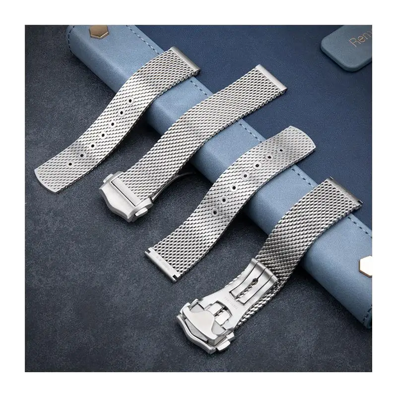 حزام ساعة ميلانيزي من التيتانيوم لأوميغا AT150 سيماستر 300 سبيدماستر 007 لا وقت الموت للرجال 20 ملم مع مشبك قابل للطي #5