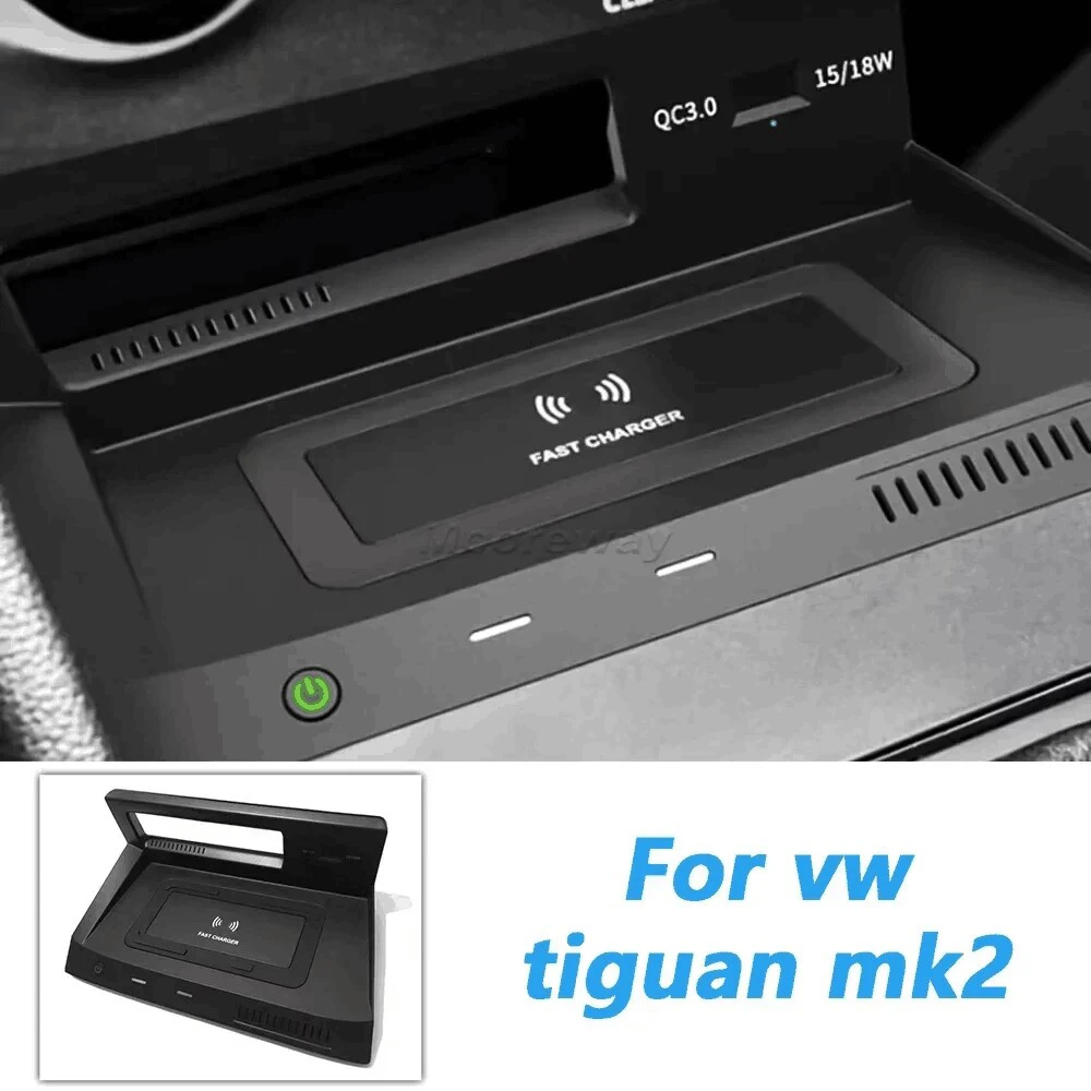 

15W Car Wireless Charger For VW Tiguan MK2 2017-2022 Fast Charging Pad Quick Charge Phone Holder Mobile Mount Accessories