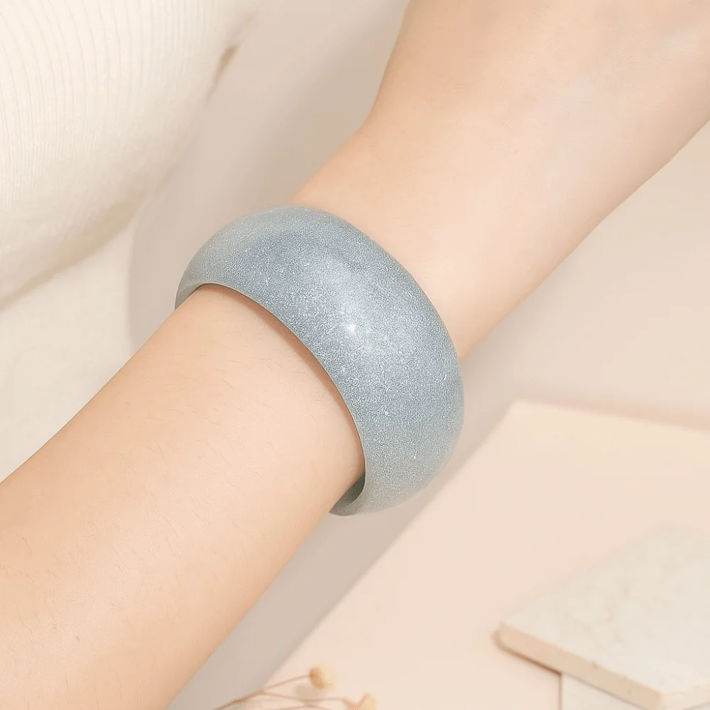 Minority Design Glitter Acrylic Bangle Open Retro Jelly Color Wide Bracelet Vintage Jewelry Accessories
