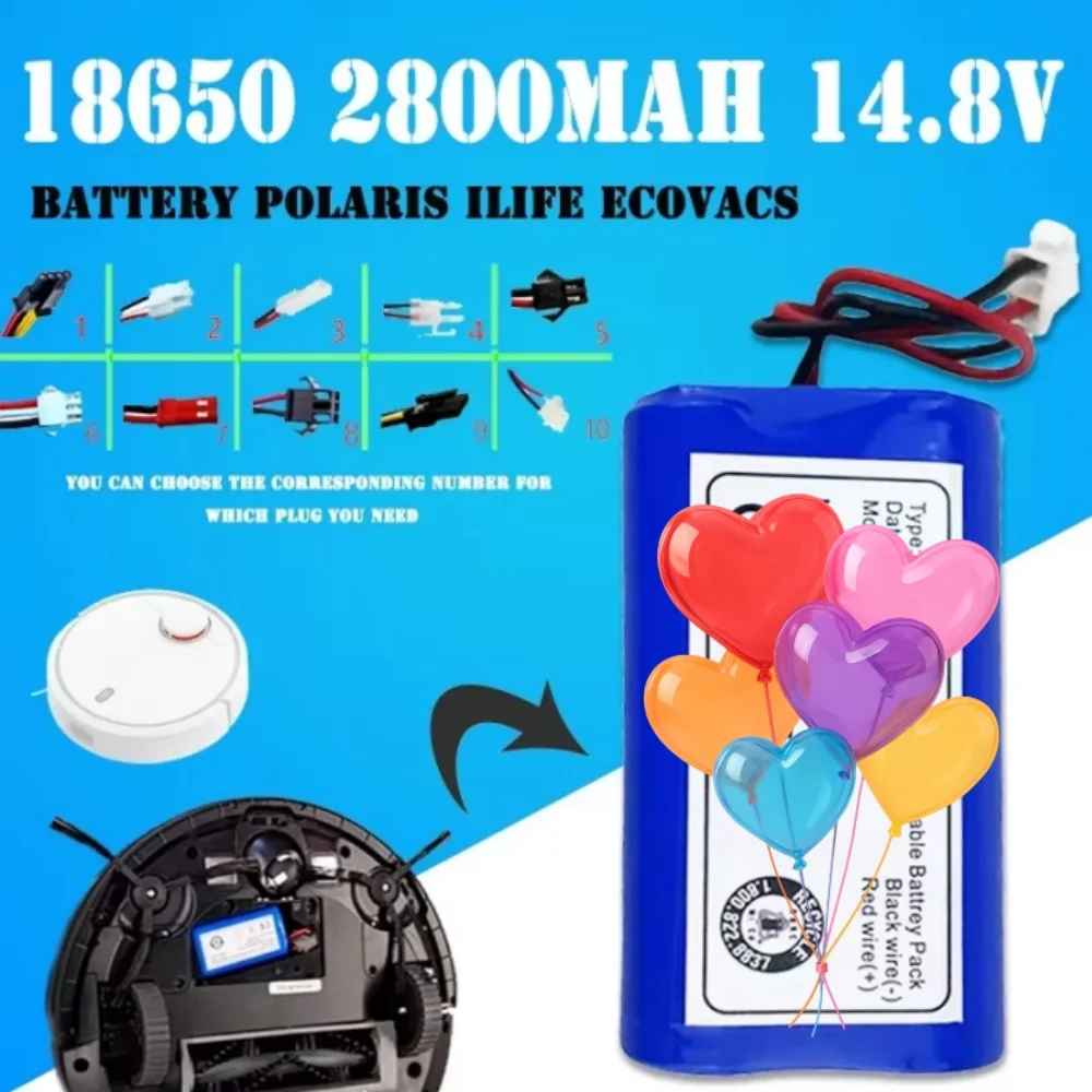 

14.8V 2800mAh High Capacity Lithium Battery for ILIFE A4 A4s V7 A6 V7s plus Robot Vacuum Cleaner Compatible with ILife 4S1P