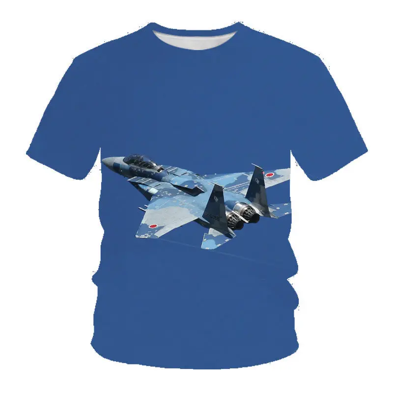 T-shirts Kawaii 3D Print Summer Aircraft Fighter T Shirt Fashion Kids Casual Boys Girls Round Neck Tshirt Children\'s clothing