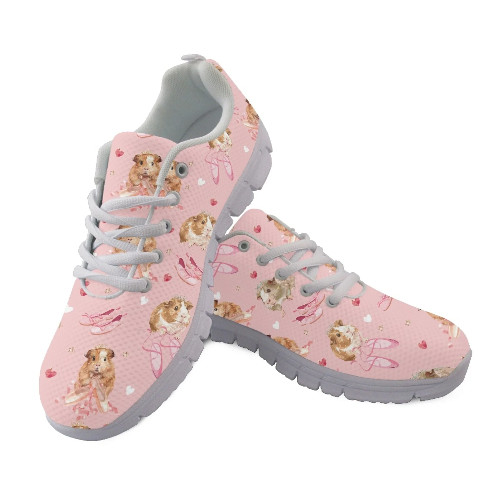 Coloranimal Guinea Pig Ballet Print 2026 Trending Walking Shoes Women Running Shoes Lace Up Tennis Shoes for Mens