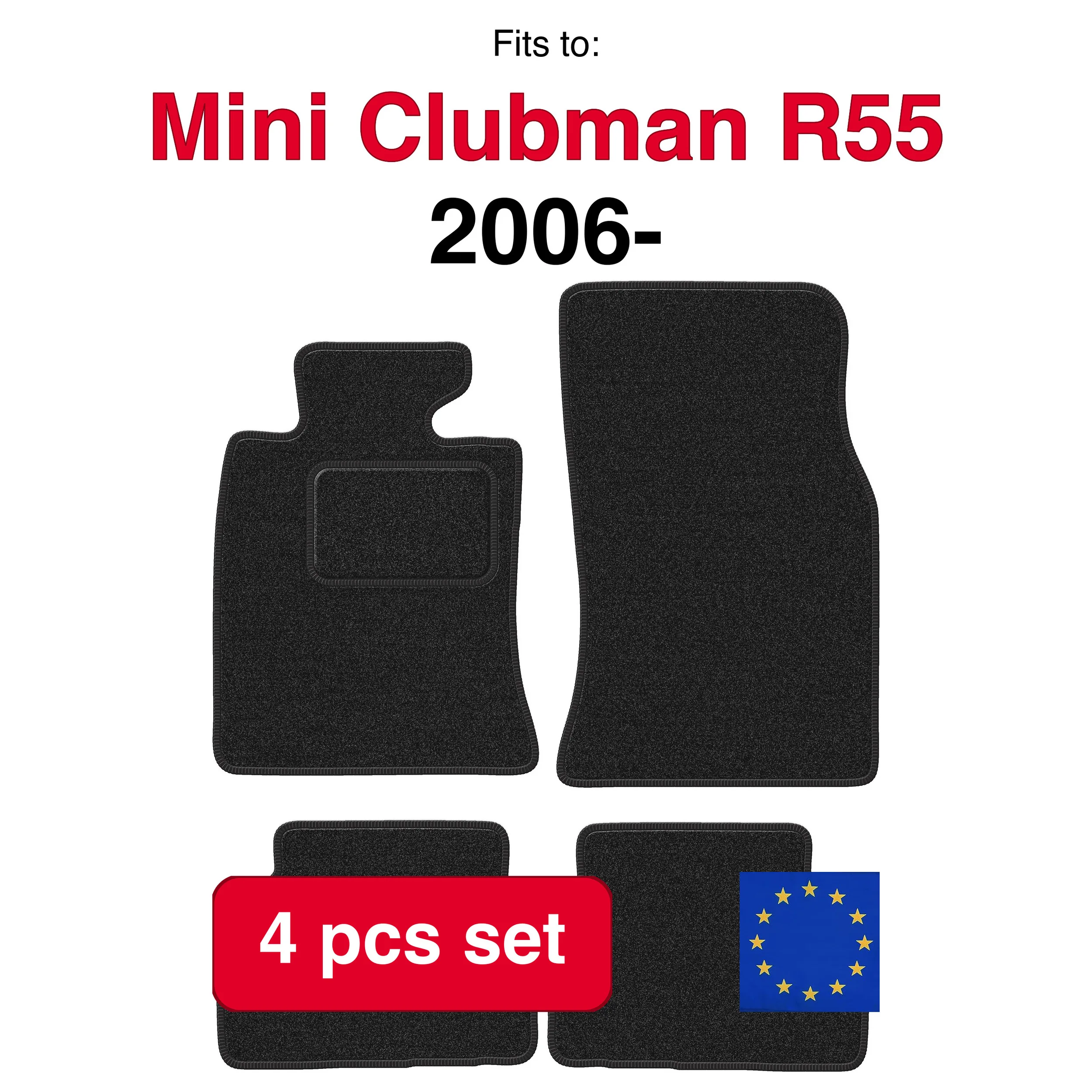 ANTHRA velours automatten voor Mini Clubman R55 hatchback (2006-) - antraciet (4 stuks) in de auto passende automattenset