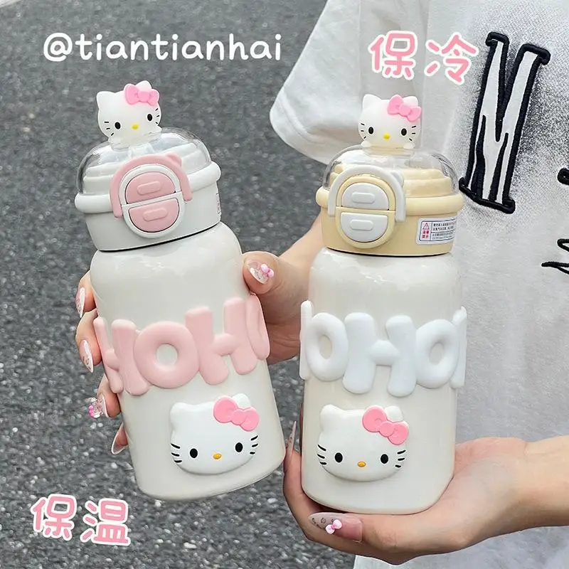 New Sanrio Kuromi Hello Kitty Cinnamoroll Cartoon Cute Straw Cup Insulated Cup Water Cup 316 Stainless Steel Cup