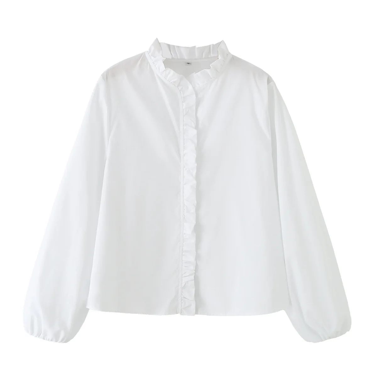 

Женская универсальная повседневная рубашка из поплина с рюшами