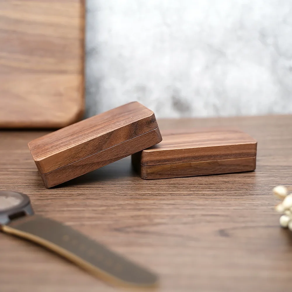 

Wooden Couple Ring Box Large Capacity Double Seat Earring Ring Case Display Holder Jewelry Organizer Ring Bearer Box Necklace