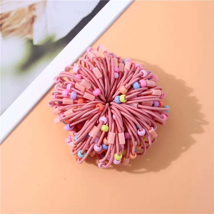 20 Pcs/Lot Child Baby Rubber Band Tie Gum Pink Rose Colorful Beads Ponytail Holders For Girl Elastic Hair Band Hair Accessories