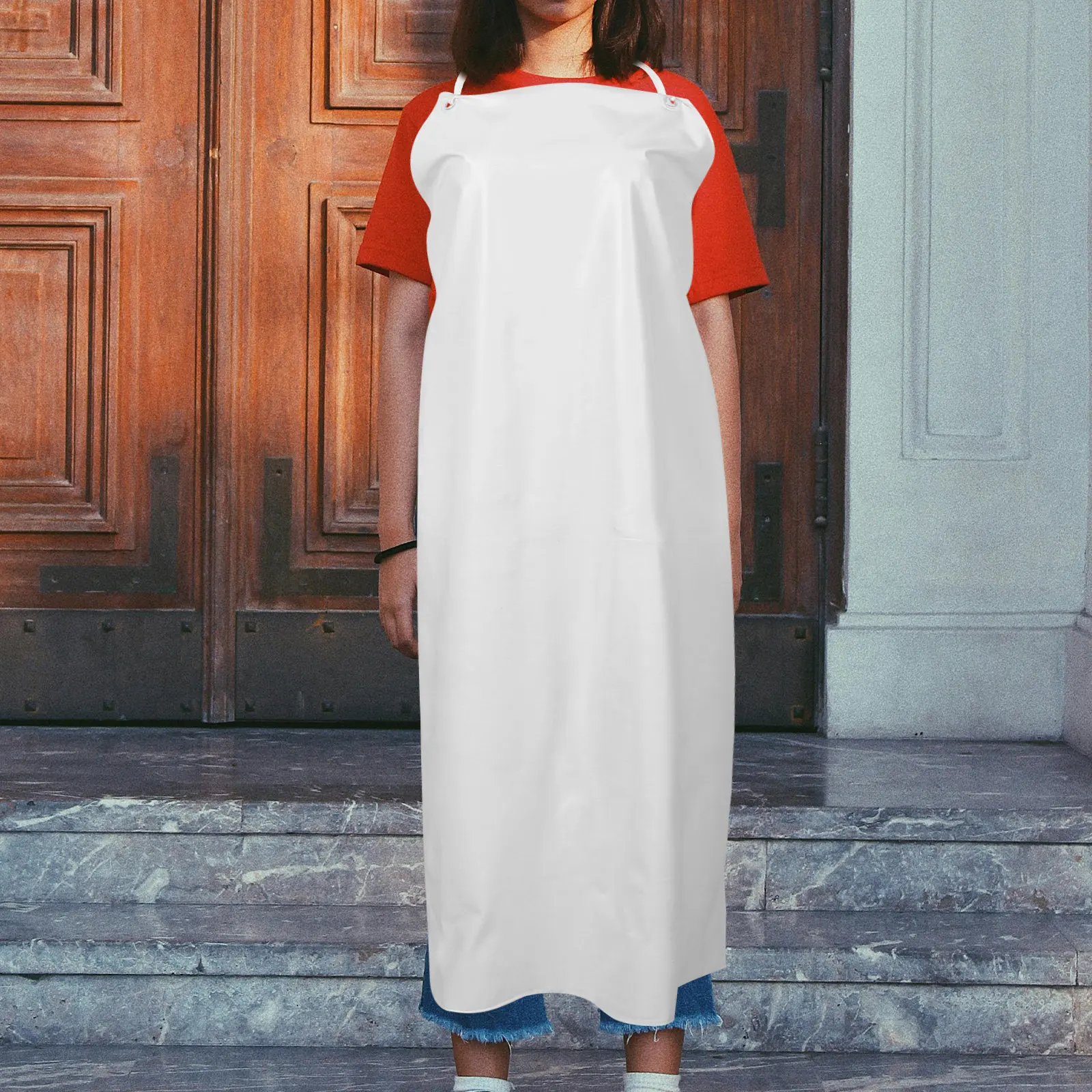 

Oversized Waterproof Oil Resistant Apron Adjustable Neck Strap for Men Women Industrial Restaurant Kitchen Dishwashing Apron
