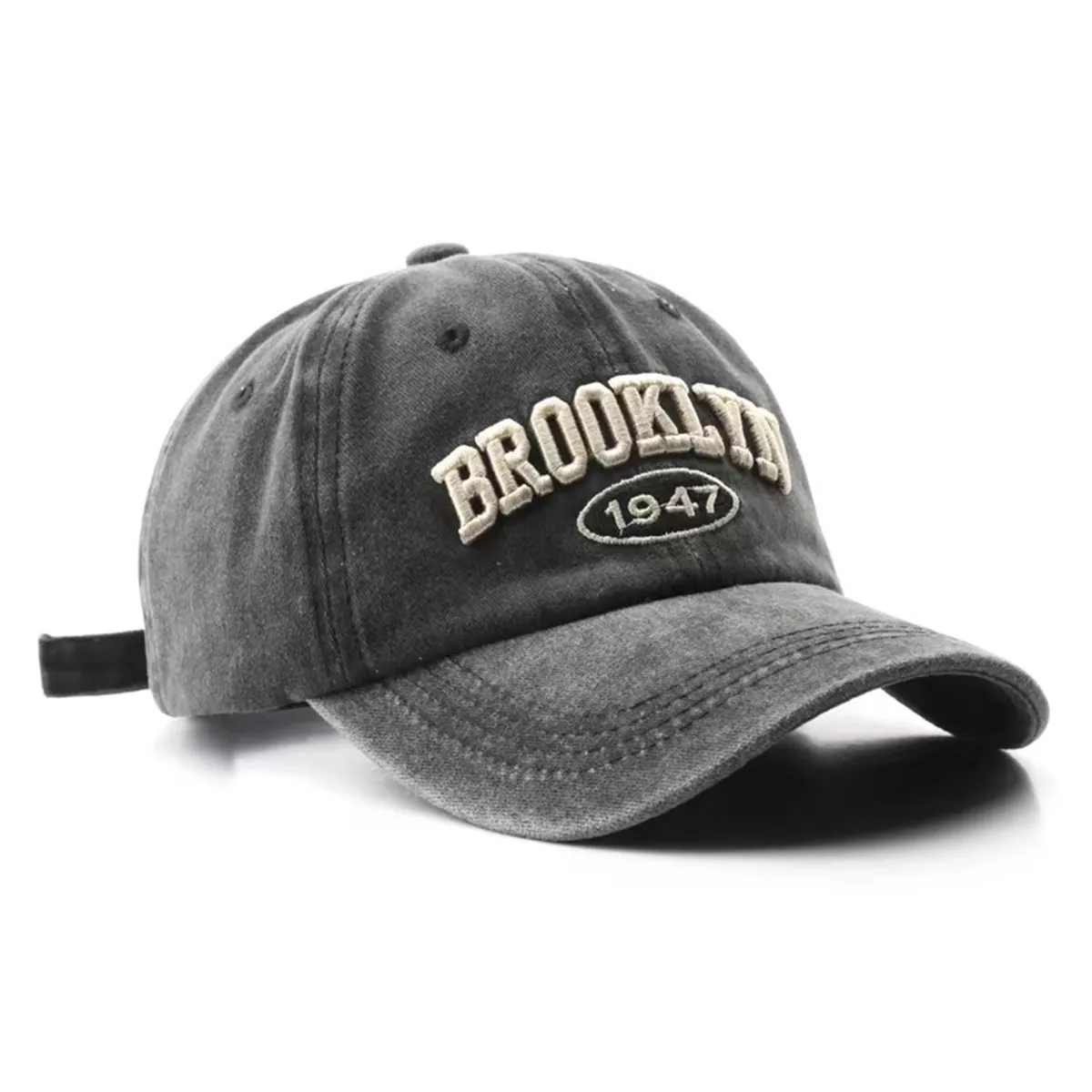 Personalized Washed-Out Distressed Embroidery Letter 1947 Soft-Top Comfortable Large-Brimmed Daily Commuting Baseball Cap