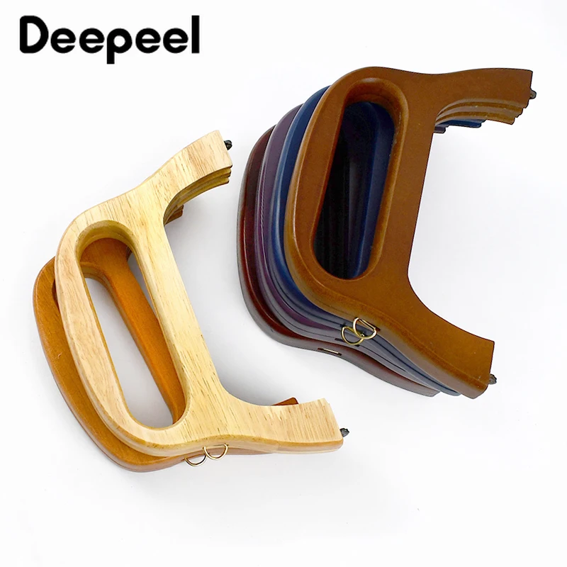 

1Pc Deepeel 20cm Wood Bag Handle Women's Handbag Handmade Sewing Brackets Frame Kiss Clasp Making Bags DIY Purse Accessories