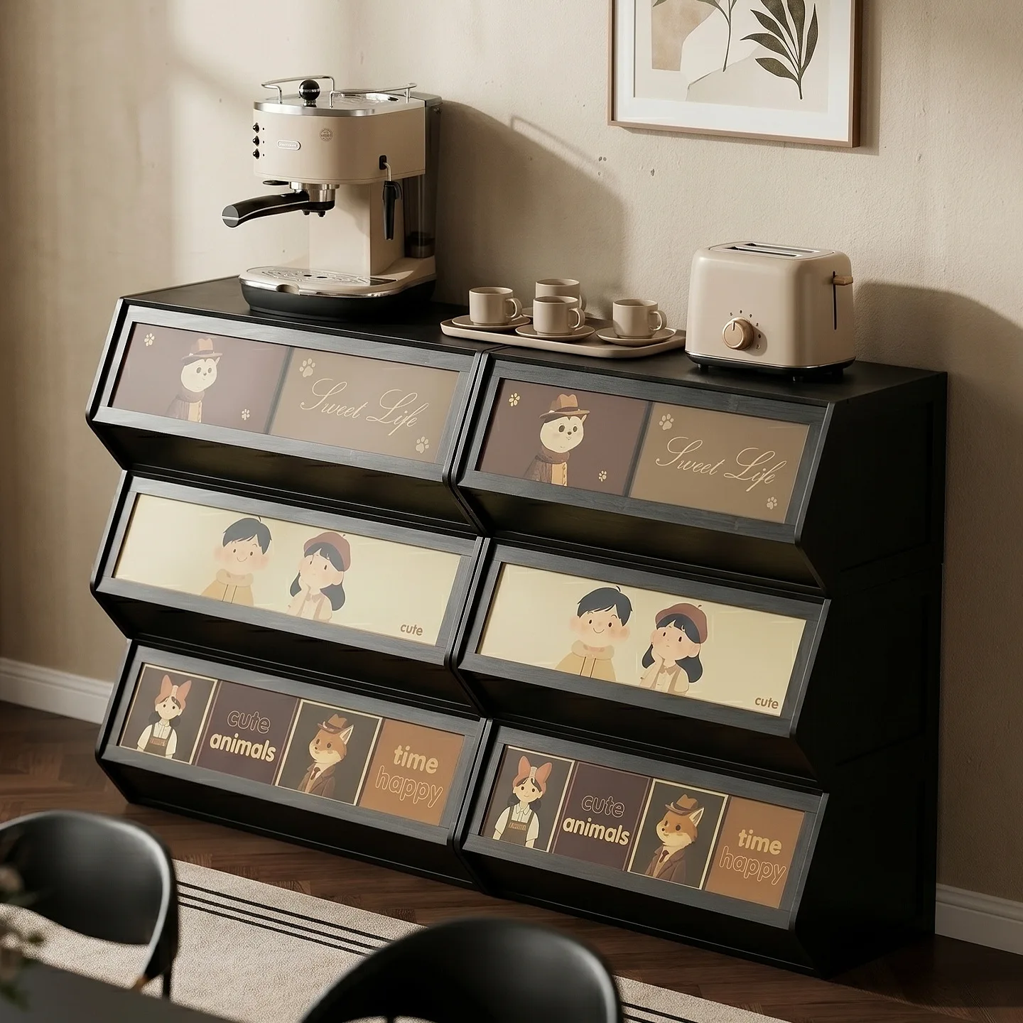 Creative chest of drawers 2026 new bedroom storage storage household living room bedside finishing against the wall