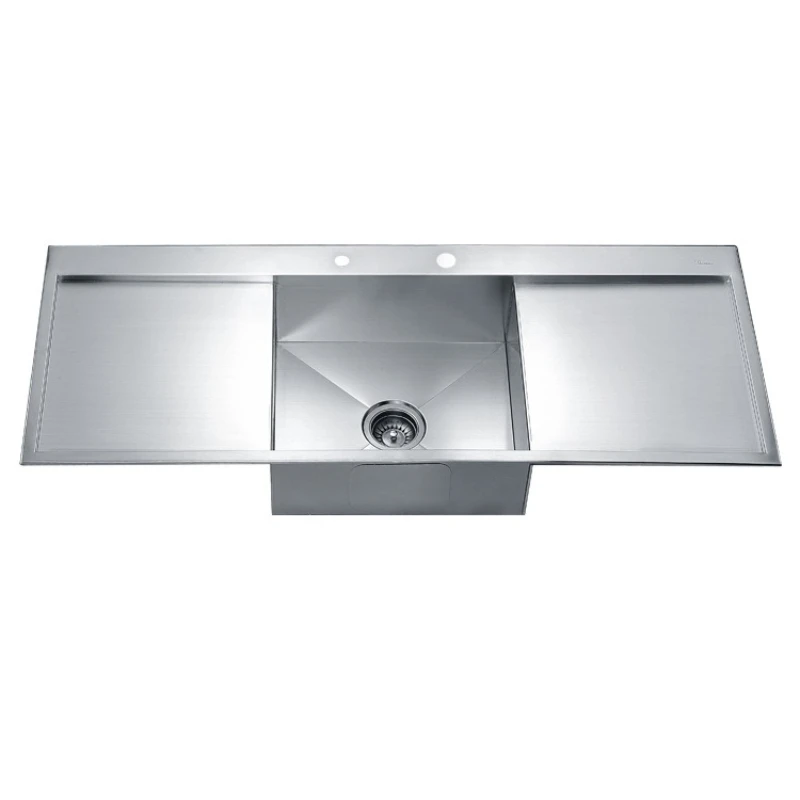 Estante para lavabo de verduras con doble drenaje, fregadero de acero inoxidable 304 hecho a mano, individual