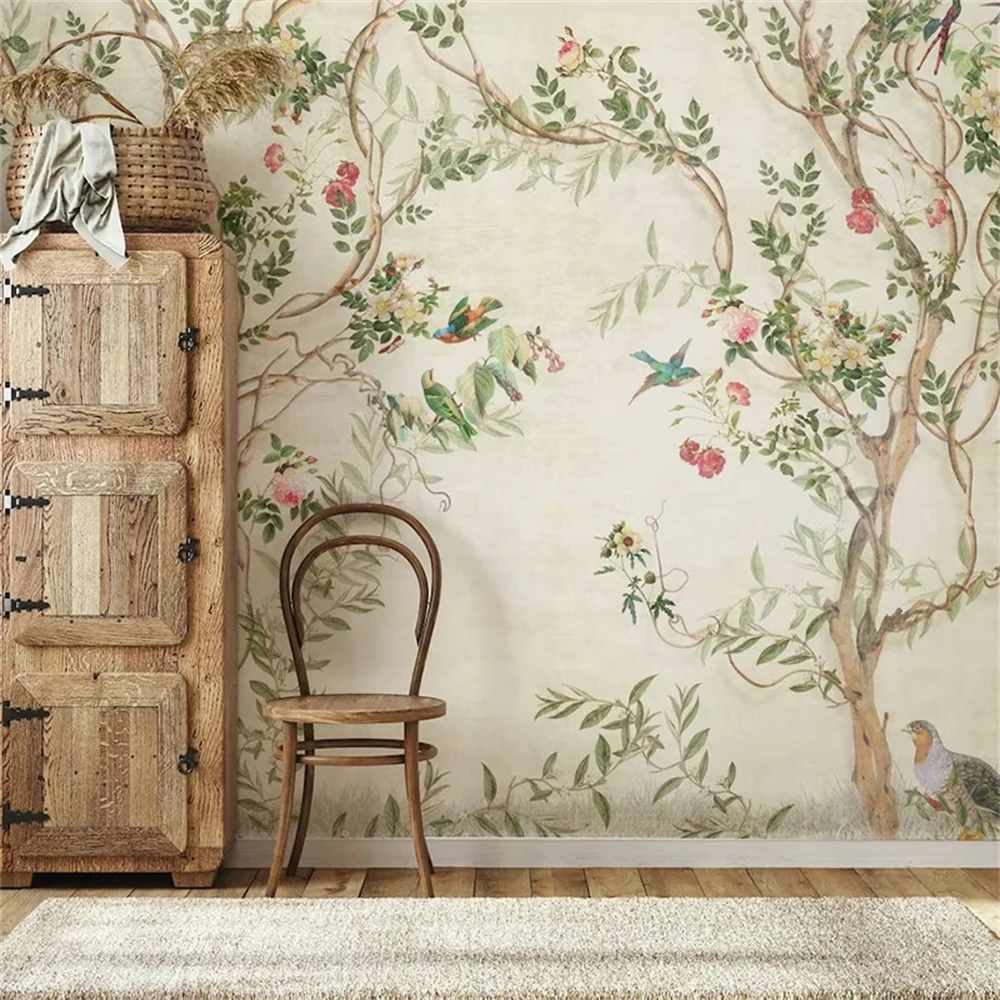 custom Modern minimalist yellow green leaves wallpaper for bedroom walls wooden mural 3D wall paper background house decoration