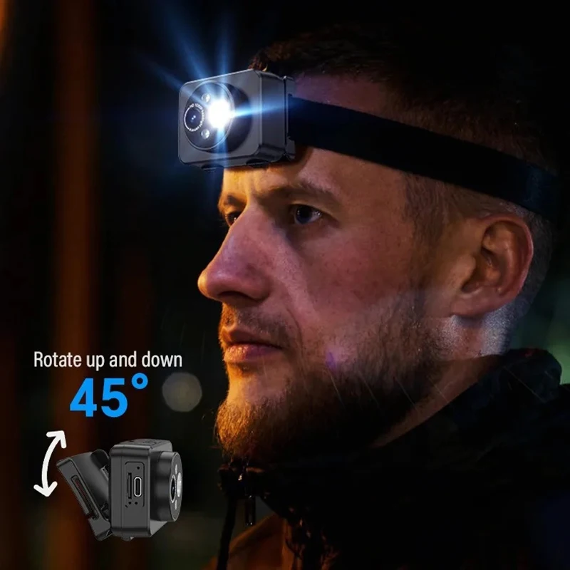 Head-mounted led lighting Headlight Recorder Motion Camera Mini dv HD 1080 riding night vision inspection dvr