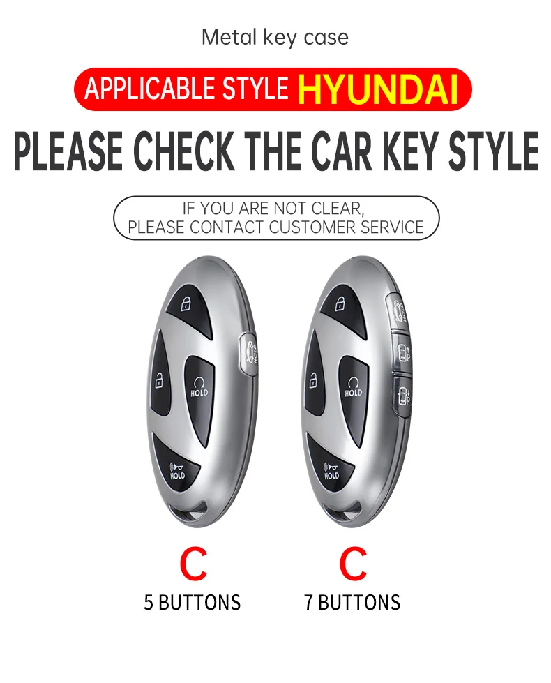 Alloy+Leather Car Key Case Key Cover Shell Fob Holder for New Kona SX2 for Hyundai IONIQ 6 New Grand Prix GN7 Car Accessories