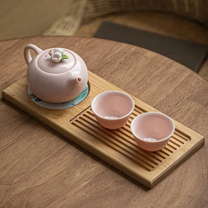 Handmade Floral Teapot, Tea Cup, Kung Fu Tea Set, Dry Brewing Small Set, One Pot Two Cups, Pink Tea Tool Set, Female Teapot Cup