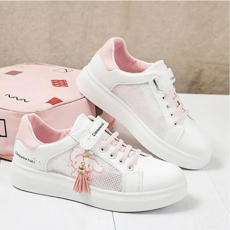 Sanrio Cinnamoroll Sneaker per bambini Cartoon Kuromi Scarpe da ginnastica estive fresche Anime Ventilare forza elastica Scarpe in rete Kawaii Girl