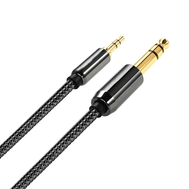 3.5mm do 6.35mm Adapter przewód Aux do mikserów wzmacniacz gitarowy MP3 głośnik pozłacany 3.5 Jack do 6.5 Jack męski kabel Audio TRS