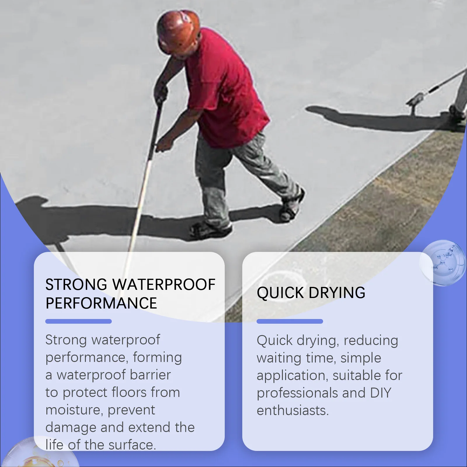 طلاء أرضيات إيبوكسي مقاوم للماء قائم على الماء، طلاء أرضي واقٍ متين، يدوم طويلاً، مقاوم للماء، حجم عبوة صغيرة جذابة