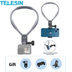 TELESIN Magnetic Neck Hold Mount Quick Release for GoPro Hero 13 12 11 10 9 Insta360 DJI Action 4 SJCAM iPhone 14 15 16 Pro Max