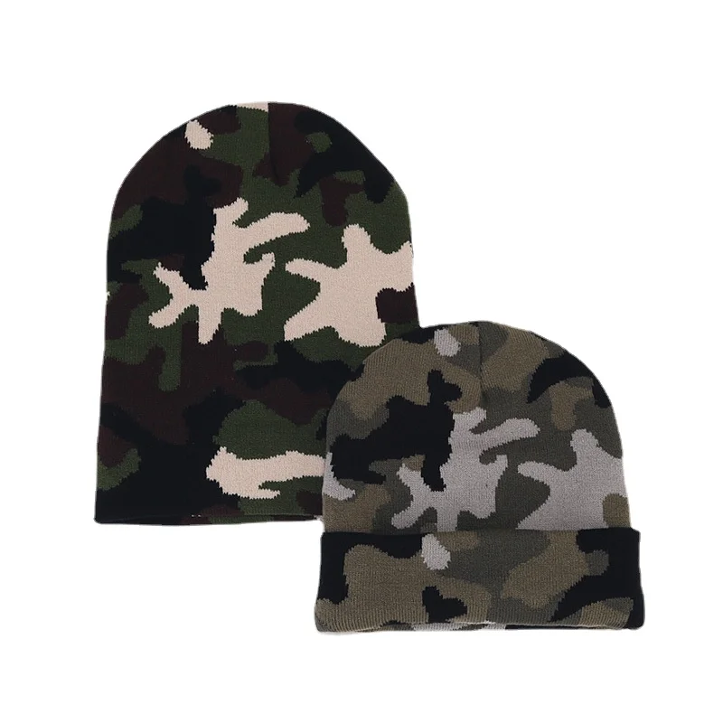 Camouflage Print Winter Beanies Hat Female Cycling Sport Bonnet Autumn Outdoor Thick Knitted Cap Women Men Warm Gorras Skiing