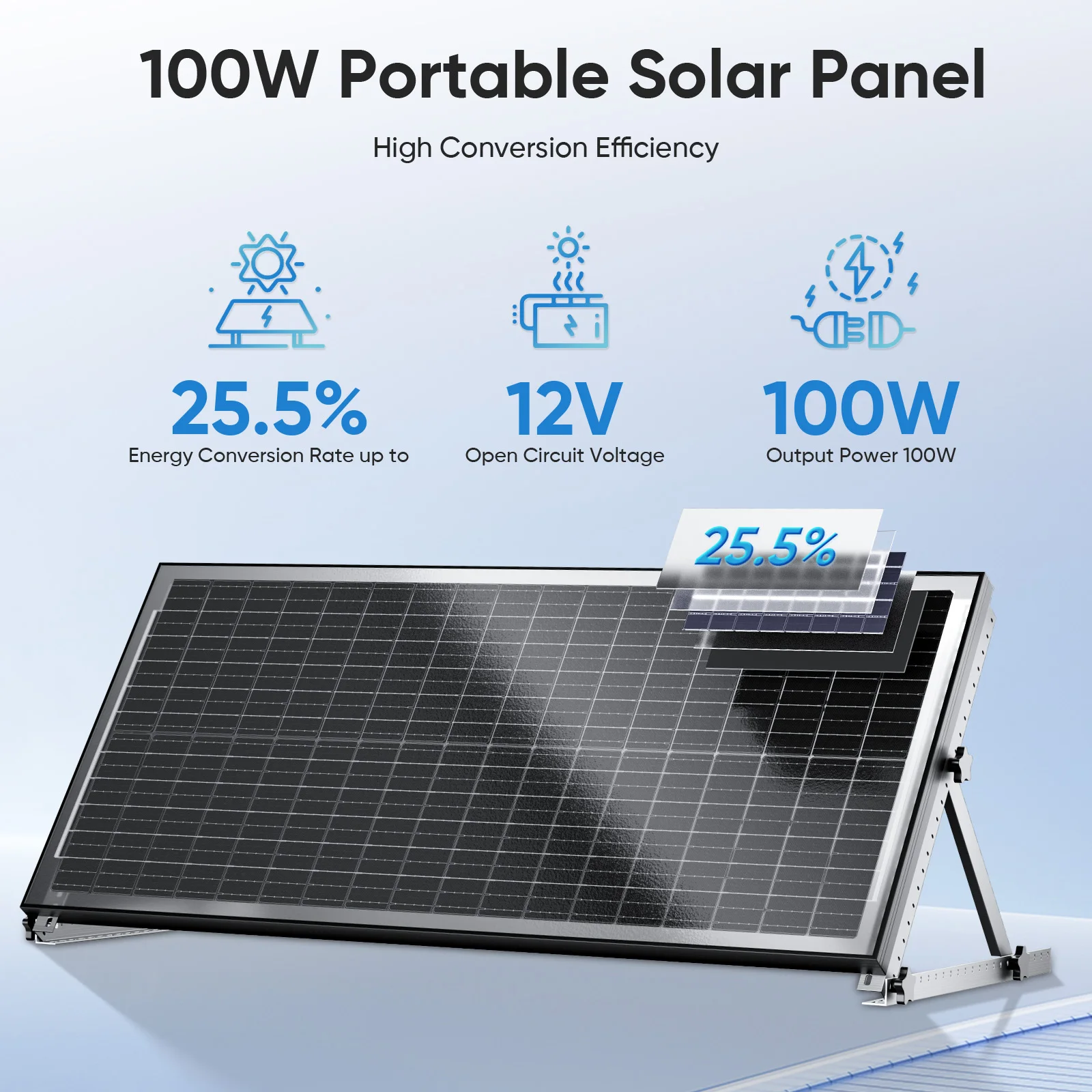 

WERCHTAY 100W 12V Double Sided Solar Panels Monocrystalline 25.5% High-Efficiency 18BB Cells PV Power for Home Rooftop Camping