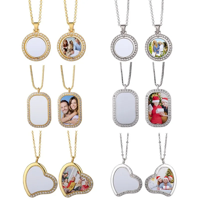 

Diy Medallion Photo Pendant Necklace Heart Round Square Shape Picture Charms Necklace With Fashion Jewelry For Memory Gift