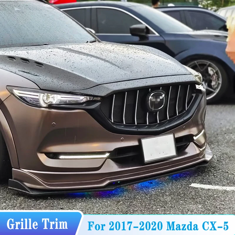 For 2017-2020 Mazda CX5 CX-5 Front Bumper Car Grille Trim Strip Full Star Racing Grills Cover Refit Body Kit Styling Accessories