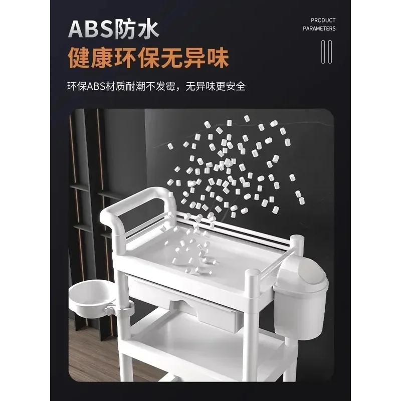 Hot SalSpecial Trolley Management Mobile Shelf Plastic Nursing Instrument Hand Push Cart