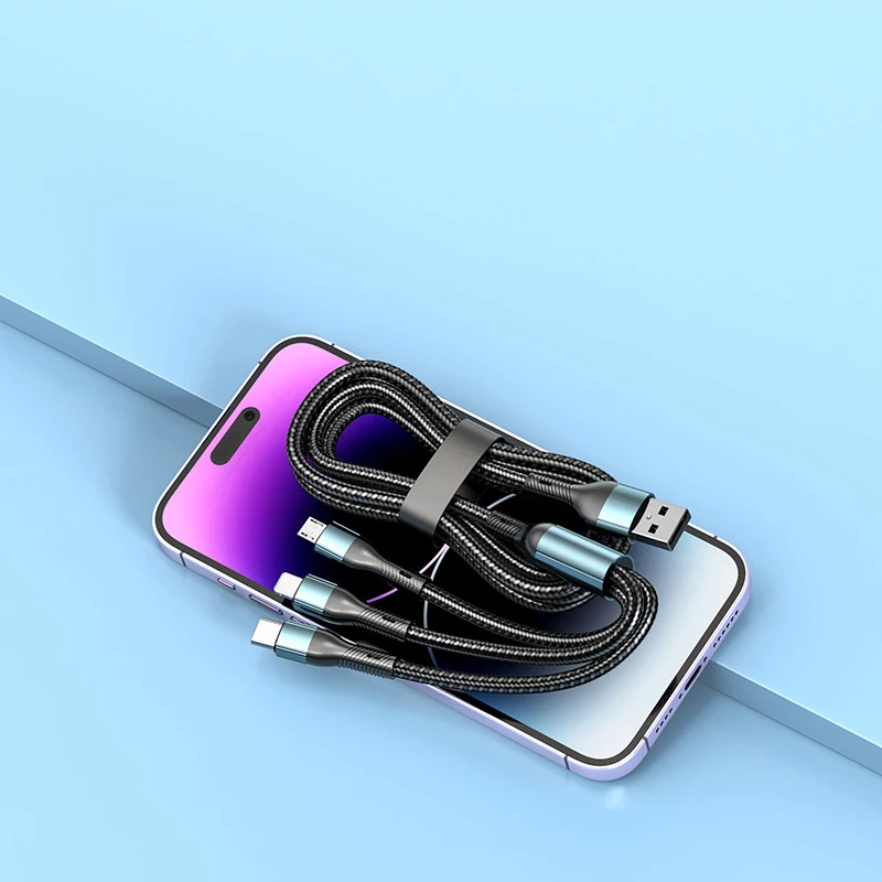 120W 5A 3 In 1 USB Fast Charging Cable Type C Micro USB Cable Data Cord For Realme Samsung Huawei P50 Phone USB Charging Cable