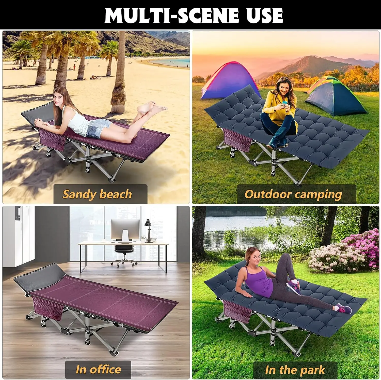 Folding Camping Cot for Adults, Heavy Duty Sleeping Cot for Adults Portable Sleeping Bed Outdoor Cot Bed for Home Camp Office