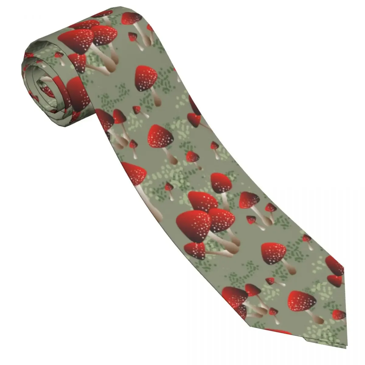 Mens Tie Slim Skinny Amanita Red Mushroom Pattern Necktie Fashion Free Style  for Party Wedding