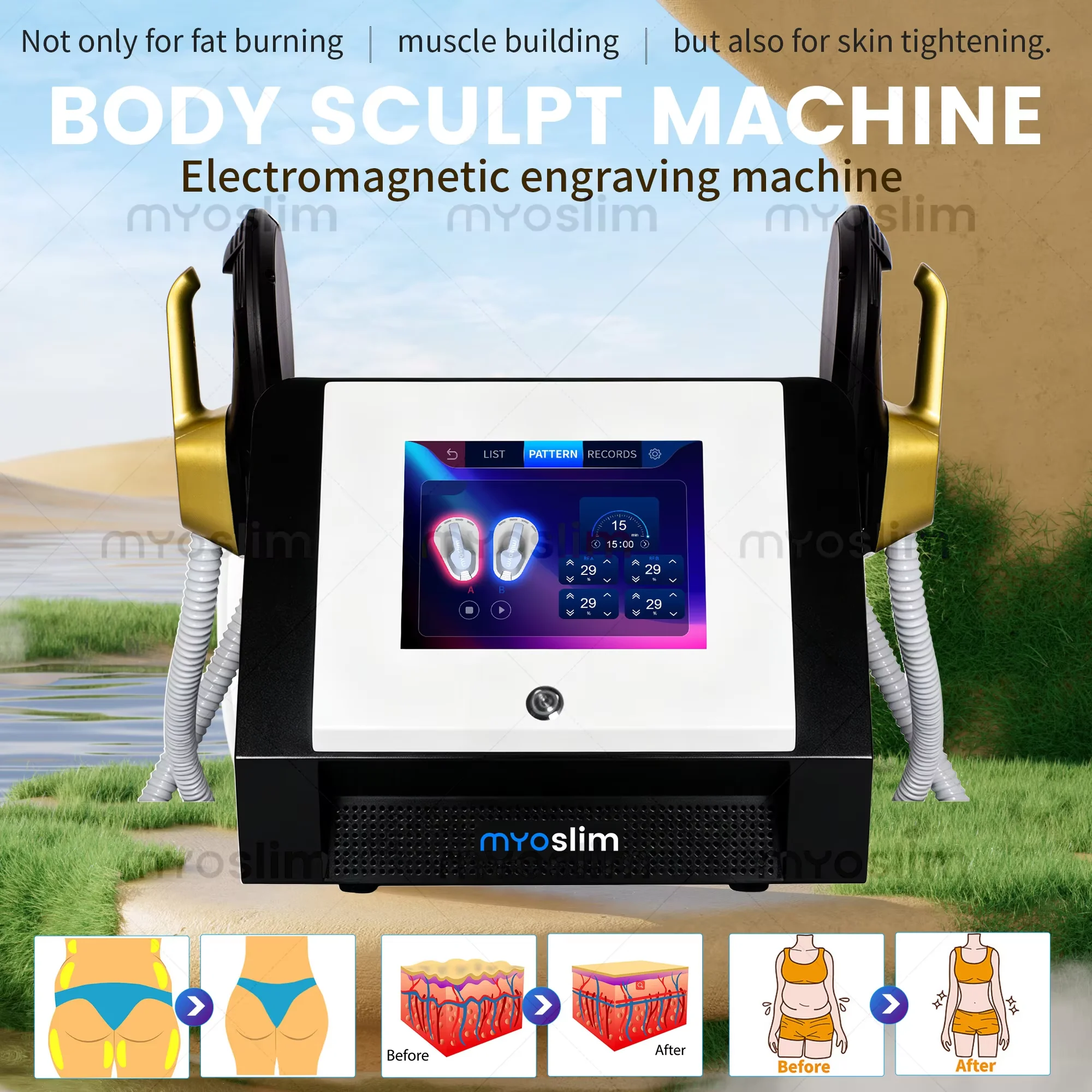 Myoslim Body Slim Sculpt Muscle Stimulate Fat Removel 6500W Eletric Machine Hi-emt RF Weight Lose Portable Electromagnetic