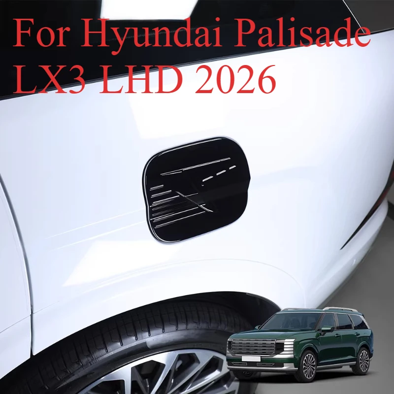 couvercle-de-reservoir-d'essence-pour-hyundai-palisade-lx3-lhd-2026--motif-fibre-de-carbone-noir-brillant--mise-a-niveau-du-style-exterieur