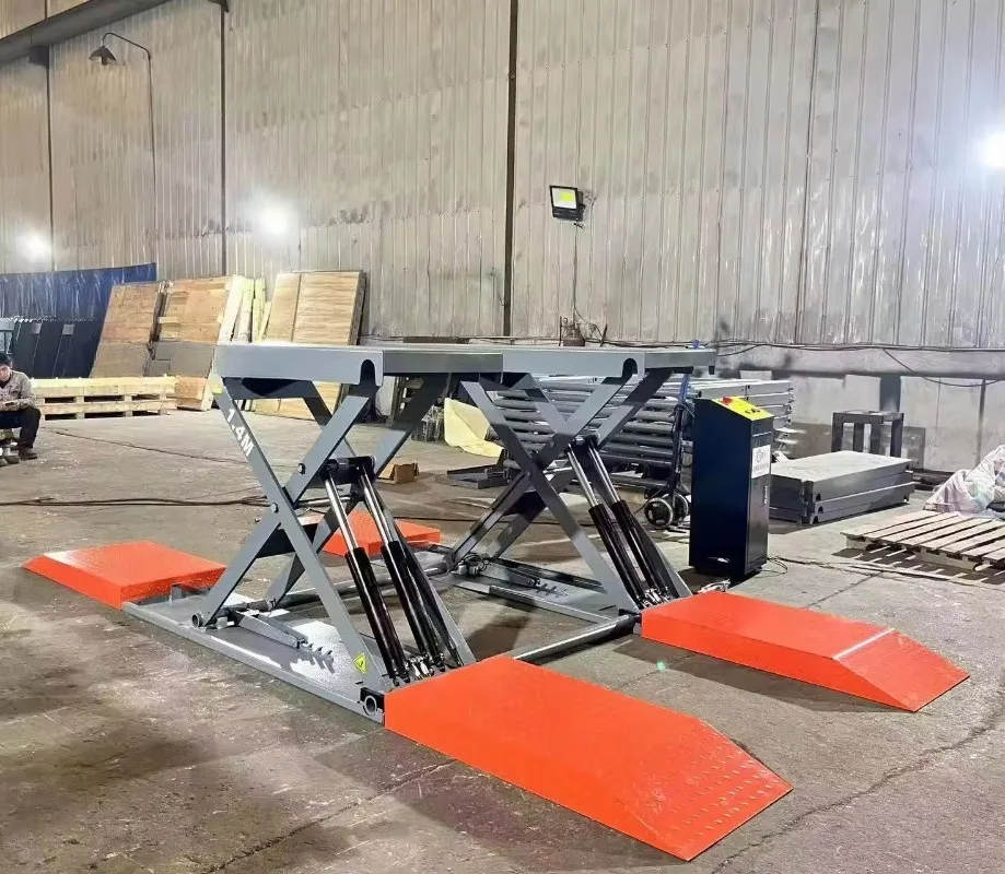 1.4M 4000KG Electric Unlocking Two Cylinders Mobile Mid-position Scissor Car Lift Movable Scissor Vehicle Lifting Machine