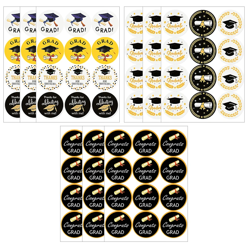 10sheets Congratulations Graduation Circular Sticker Gift Bag Dessert Sealing Sticker DIY Graduation Party Celebration Supplies