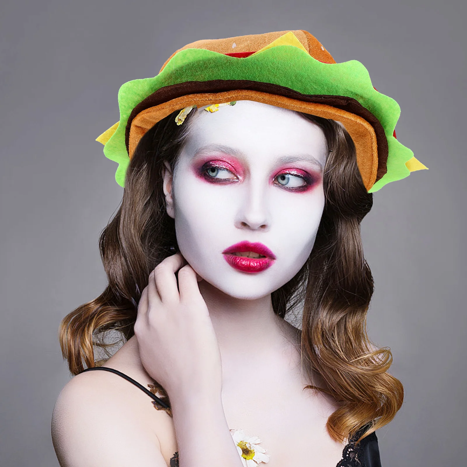 

Burger Hat Hamburger Headgear For Party Carnival Cosplay Hamburger Headgear Decorative Fast Food Costume Accessory