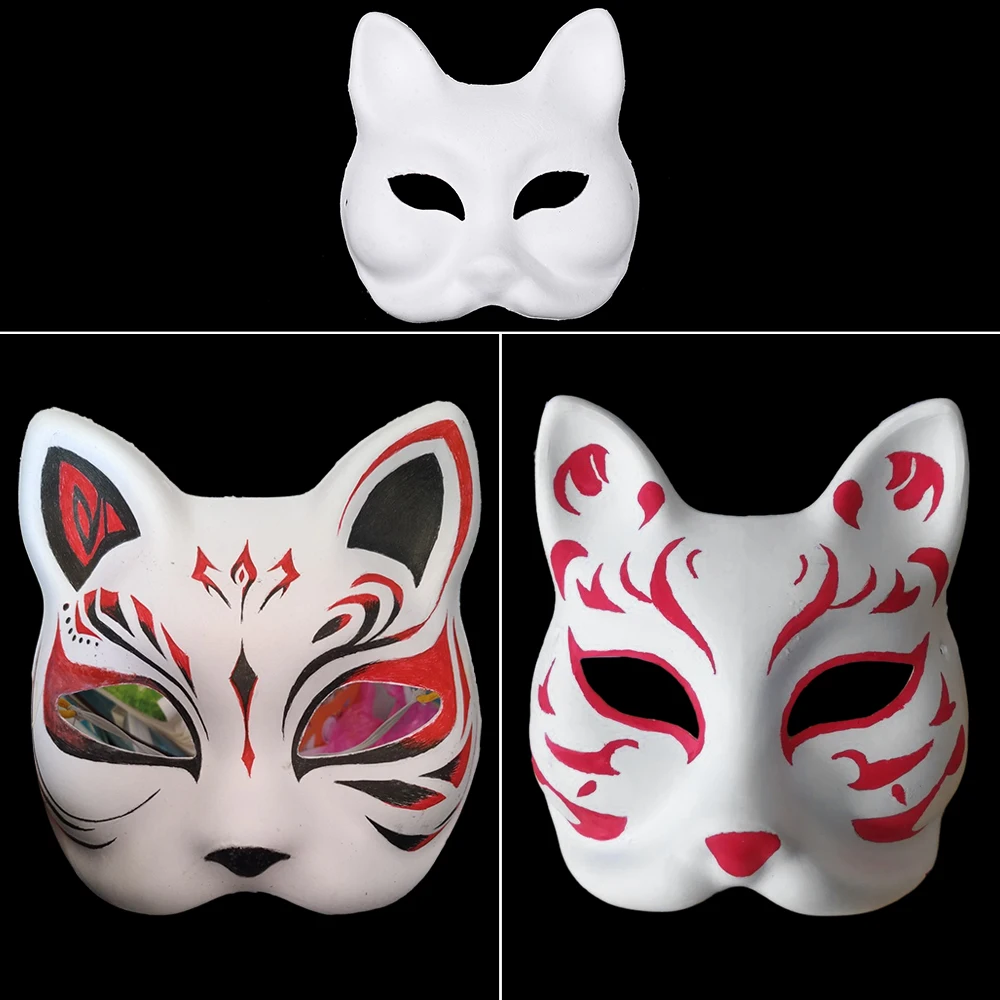 Blank White Mask Halloween Cosplay Women Men Face DIY Paintable Half Face Mask Animal Costume Party Decorate Craft Prop