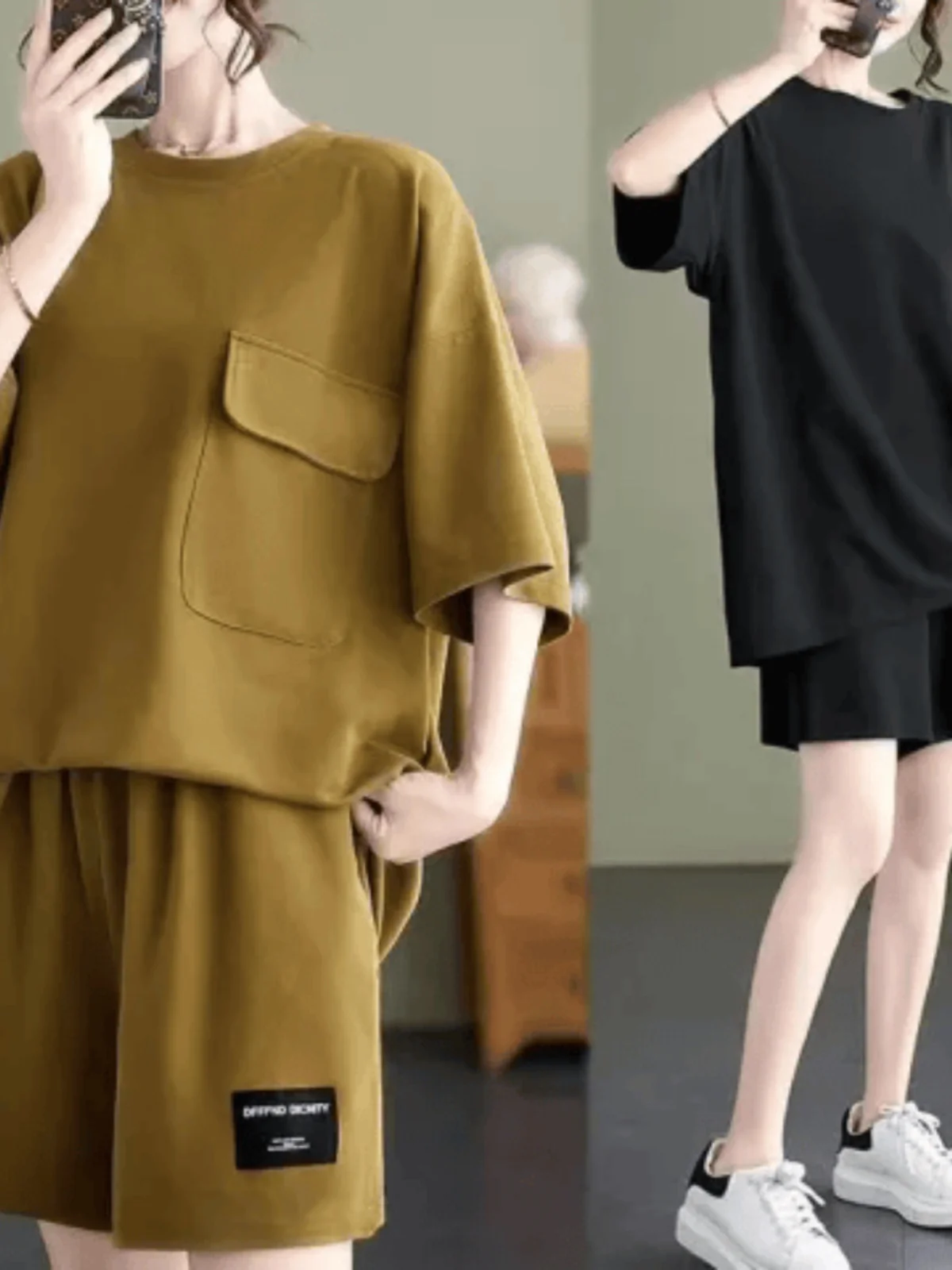 

Summer 2025 plus Size Casual Sportswear Set Women Loose Slimming Fashionable Short Sleeve Two Piece Set Korean Style High Wai...