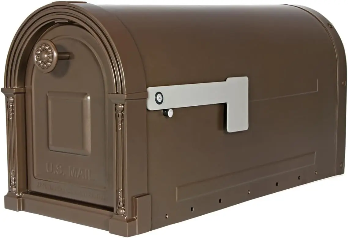 

Heavy Duty Steel Curbside Mailbox with Magnetic Latch, Weather Resistant Bronze Finish for Outdoor Use