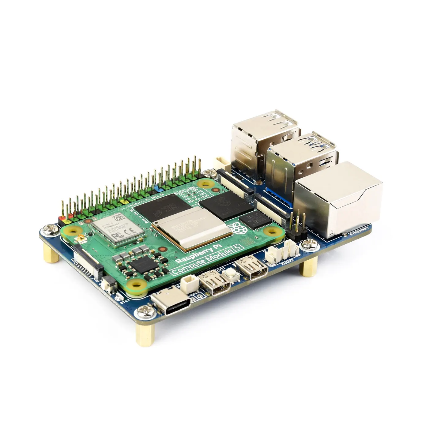 Woli WeiXue Electronics Raspberry Pi 5 alternative CM5 to Pi5 expansion board RJ45 Gigabit network port USB audio decoding